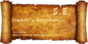 Sapkás Bertalan névjegykártya